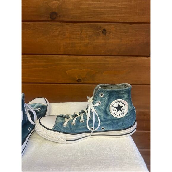 Converse Womans  Chuck Taylor All Star high-top sneakers in a teal velvet Sz 8 - Picture 5 of 8